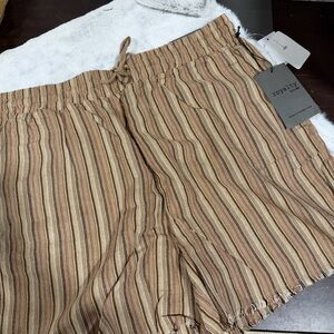 Royalty for me  Tan and Brown Striped Shorts women’s XL